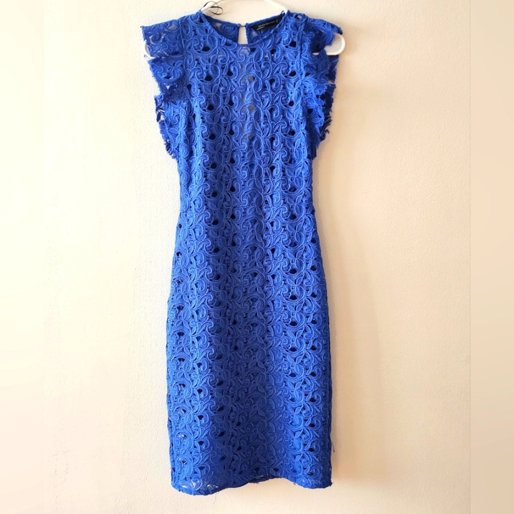 Zara - Lace Midi Dress - Cornflower Blue